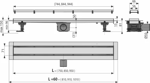 Alcaplast Zuhanyfolyóka Fit And Go 750 mm (APZ13-Double9 -75)