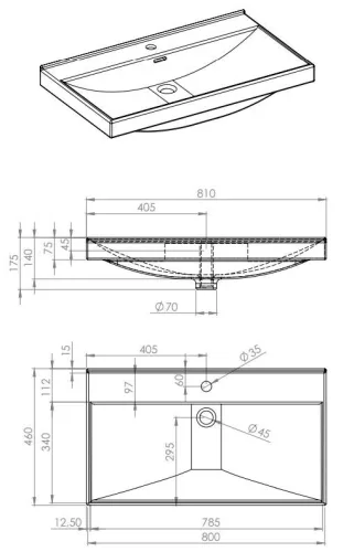Arezzo Maxxi 80 cm-es mosdó AR-145810 (AR-145810)