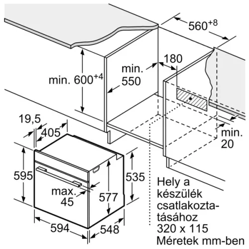BOSCH HBG7321B1 Serie|8 Beépíthető sütő | Fekete