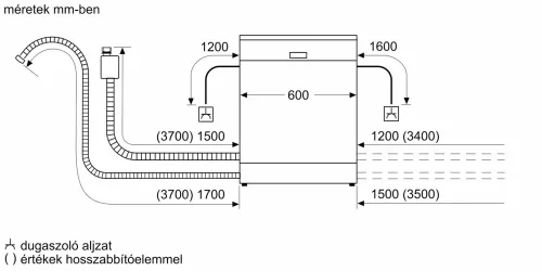Bosch SMS4HMI05E Szabadonálló Mosogatógép - Serie 4 - Nemesacél - 14 teríték - 6 program