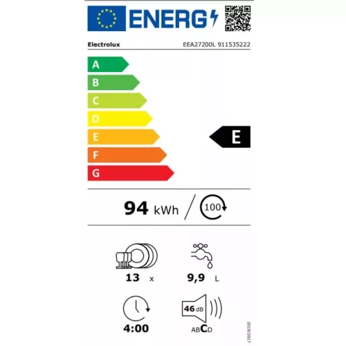 Electrolux EEA27200L beépíthető  mosogatógép