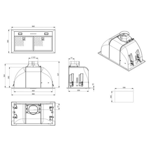 Falmec BUILT IN MAX EVO 50 T600 BK álkürtőbe építhető páraelszívó, fekete, 53 cm, 480 m3/óra, mechanikus vezérlés, LED