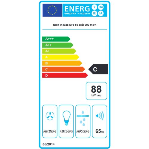 Falmec BUILT IN MAX EVO 50 T600 BK álkürtőbe építhető páraelszívó, fekete, 53 cm, 480 m3/óra, mechanikus vezérlés, LED