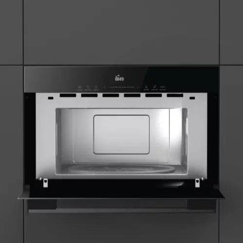 Gorenje BM341M3DBGH Beépíthető mikró, 34 L, fekete üveg, lefelé nyíló ajtóval