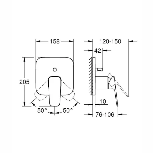 Grohe Cubeo zuhany csaptelep, színkészlet, 2 fogyasztó, matt fekete (1017782430)