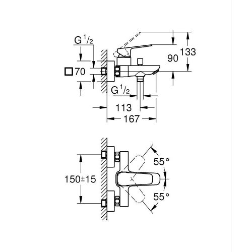 Grohe Cubeo kád csaptelep, zuhanyszett nélkül, matt fekete (1018132430)
