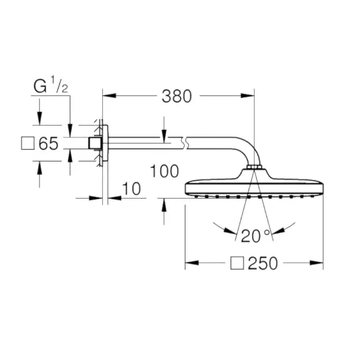 GROHE Tempesta Cube 250 fejzuhany szett, 380 mm, 1 funkciós (26687000)