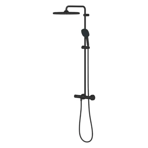Grohe Tempesta System 250 Cube Termosztátos zuhanyrendszer, Tempesta 250 Cube fejzuhany, matt fekete (266892431)