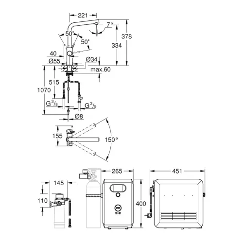 Grohe Blue Professional L-kifolyós kezdőkészlet, szín: króm (31347003)
