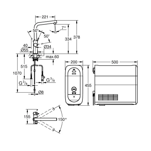 Grohe Blue Home - Mosdókagyló keverő hűtőberendezéssel és szűrővel, krómozott 31454001 (31454001)