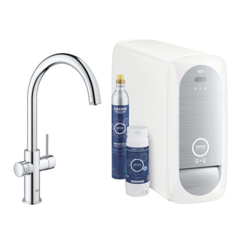 GROHE Blue Home csaptelep készlet szabályozható szénsavadagolóval C alakú kifolyóval, króm (31455001)