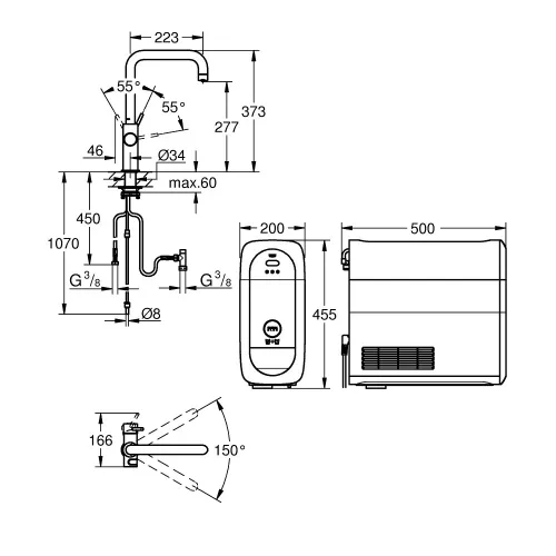Grohe Blue Home U-kifolyós kezdőkészlet S-es méretű filterrel, króm (31456001)
