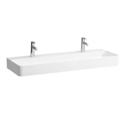 Laufen Val fehér mosdó 120x42 cm, 2 csaplyukkal és túlfolyó nélkül H8102890001151