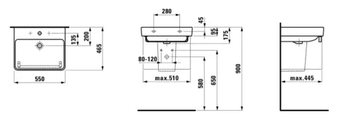 Laufen Pro S mosdó 55x46,5 cm, 1 csaplyukkal H8109620001041