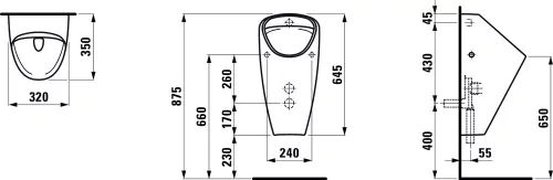 Laufen Caprino leszívó rendszerű rimless vizelde, belső vízbevezetéssel H8410610000001