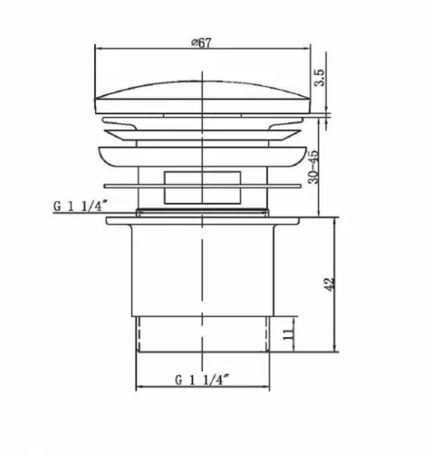 Sapho Click-Clack mosdó lefolyó 1"1/4 nagy dugóval, króm CV1007