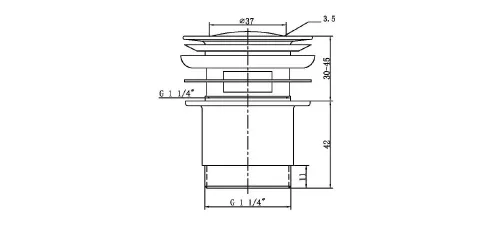 Sapho Click-Clack mosdó lefolyó 1"1/4, nagy dugóval, króm CV1008