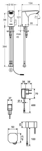 SCHELL XERIS E elektronikus mosdócsaptelep (01 210 06 99)