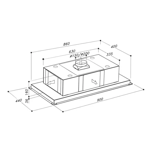 SIRIUS - Páraelszívó SLT-958 EM H200 TW Inox motor nélkül