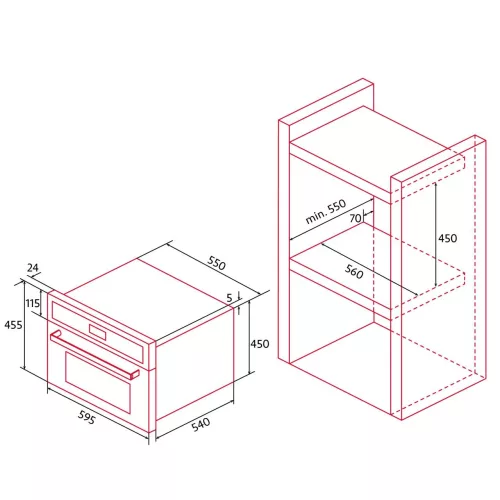 NODOR - Beépíthető mikrohullámú sütő NorChef MW-4800 DB