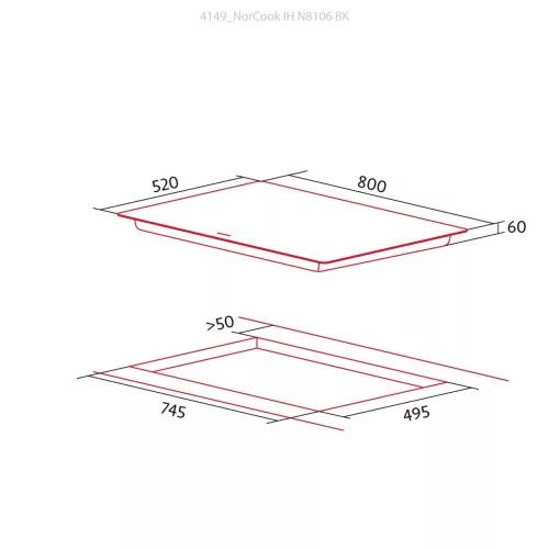 NODOR - Beépíthető indukciós főzőlap NorCoock IH-N8106 BK Hob to Hood Fekete
