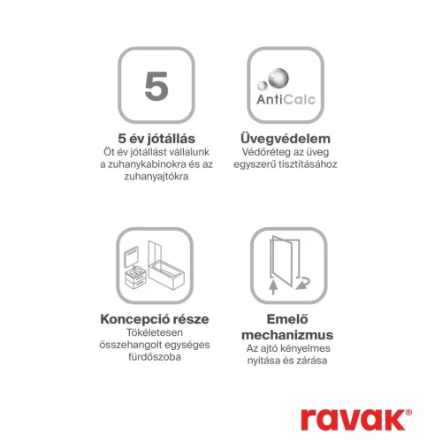 Ravak Chrome CSD2-100 zuhanyajtó fekete+transparent