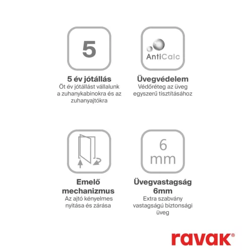 Ravak SmartLine SMSD2-90 zuhanyajtó (B) bal króm+transparent