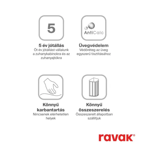 Ravak Nexty NSKK3-90 zuhanykabin fekete+transparent