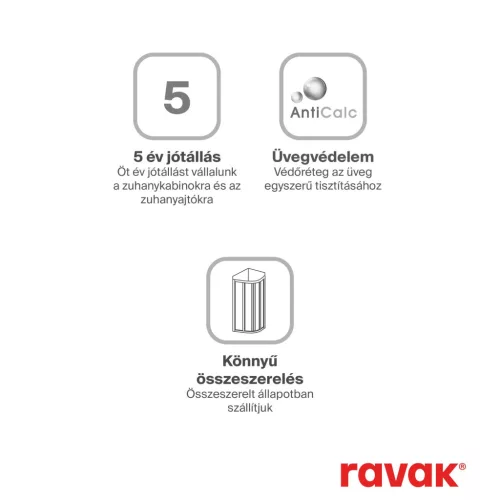 Ravak Supernova APSS-80 fix oldalfal 198 fekete+transparent