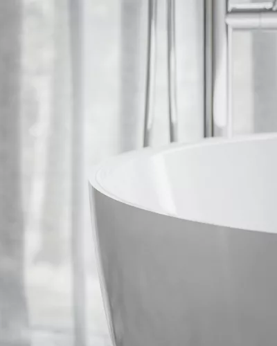 Ravak Freedom O Tec 170x77 akrilkád, fehér szabadonálló, fehér/fekete/króm lefolyó