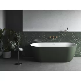   Ravak Freedom O Tec 170x77 akrilkád, Grey Green/fehér szabadonálló, fehér/fekete/króm lefolyó