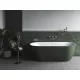Ravak Freedom O Tec 170x77 akrilkád, Grey Green/fehér szabadonálló, fehér/fekete/króm lefolyó