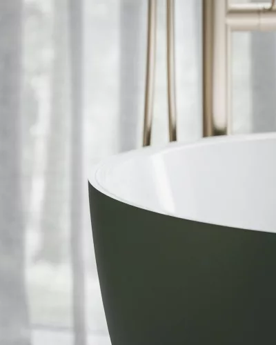 Ravak Freedom O Tec 170x77 akrilkád, Grey Green/fehér szabadonálló, fehér/fekete/króm lefolyó