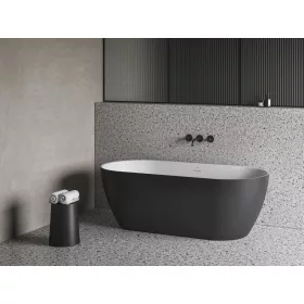   Ravak Freedom O Tec 170x77 akrilkád, fekete/fehér szabadonálló, fekete/fehér/króm lefolyó