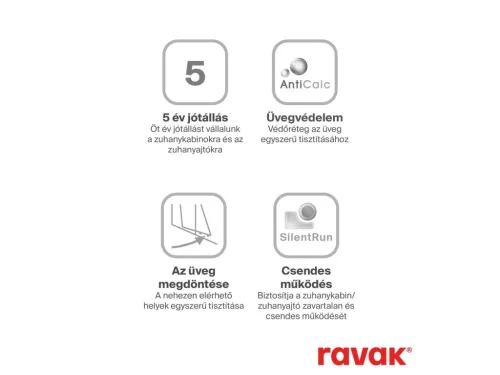 Ravak Sarok zuhanykabin egyedi méretben  BLRV2K+BLRV2K 87,5x87,5 cm, m.190 cm krómhatású+transparent