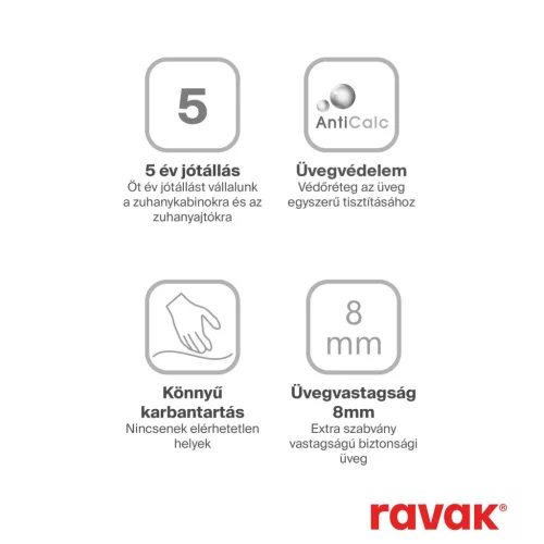 Ravak Walk-In Wall Szett 120, zuhanykabin krómhatású+transparent