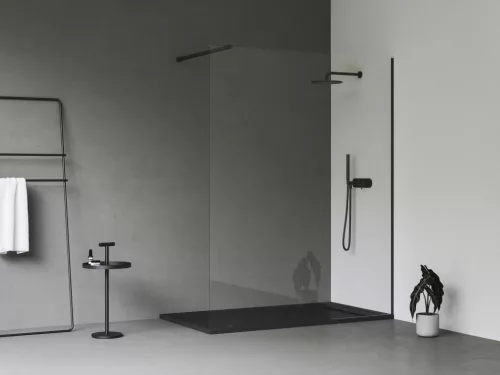 Ravak Walk-In Wall Szett 160, zuhanykabin fekete+transparent