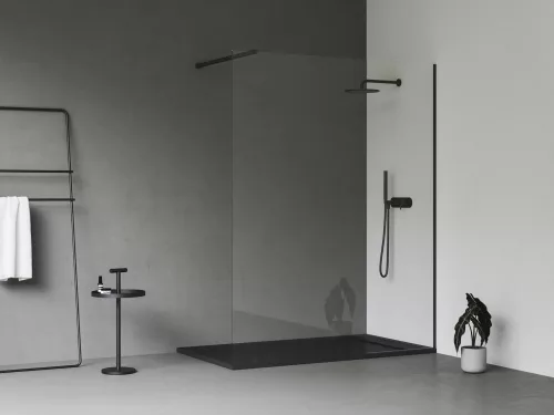 Ravak Walk-In Wall Szett 160, zuhanykabin fekete+transparent