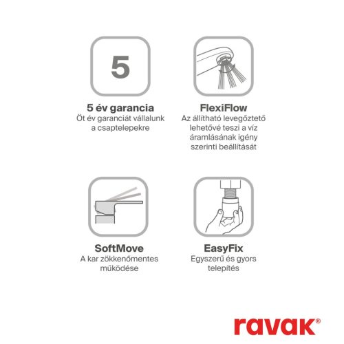 Ravak Chrome konyhai álló mosogatócsaptelep CR 016.00CR, króm