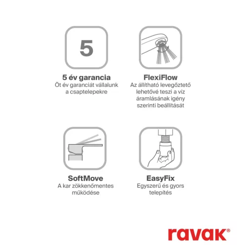 Ravak Chrome konyhai álló mosogatócsaptelep CR 016.00CR, króm