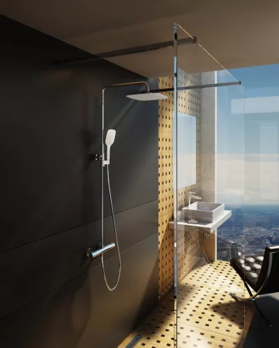 Ravak Termo 300 zuhanyoszlop termosztátos csapteleppel TE 093.00CR/WH, króm/fehér