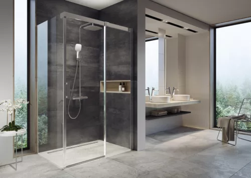 Ravak Termo 300 zuhanyoszlop termosztátos csapteleppel TE 093.00CR/WH, króm/fehér