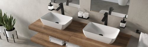 Ravak 10° Free álló mosdócsaptelep leeresztő nélkül, 333 mm TD F 015.20BLM, matt fekete