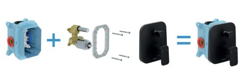 Ravak 10° Free fekete falba süllyesztett csaptelep váltóval TD F 065.20BLM, matt fekete, R-boxhoz