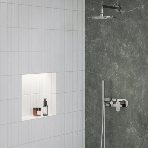 Ravak Eleganta falba süllyesztett csaptelep szettel, kétutas, belső egység nélkül EL 065.00CR.O2.RB07D.+S, Chrome