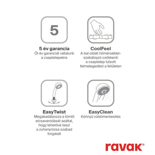 Ravak Espirit álló mosdócsaptelep 340 mm leeresztő nélkül ES 015.10WV, White Velvet