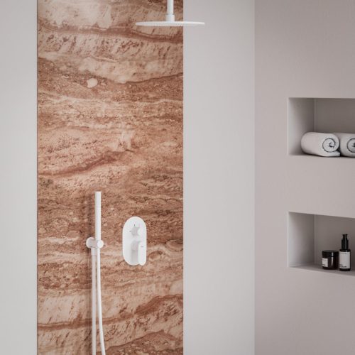 Ravak Eleganta falba süllyesztett csaptelep, kétutas, belső egység nélkül EL 065.10WV.O2. RB07E, White Velvet