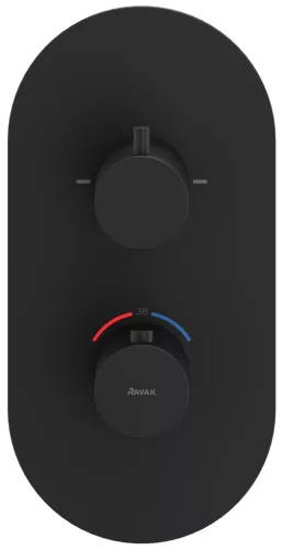 Ravak Espirit falba süllyesztett termosztátos csaptelep, kétutas, beslő egység nélkül ES 063.20BLM.O2.RB07C, matt fekete