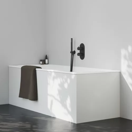 Ravak Espirit falba süllyesztett termosztátos csaptelep, kétutas, beslő egység nélkül ES 063.20BLM.O2.RB07C, matt fekete