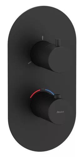 Ravak Espirit termosztátos falba süllyesztett csaptelep, háromutas, belső egység nélkül ES 067.20BLM.O3.RB07C, matt fekete